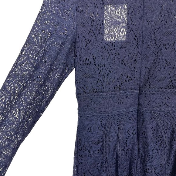 Bardot NEW Tiana Long Sleeve Lace Mini Dress Navy Party Cocktail Sz 10 Large NWT - Picture 9 of 13